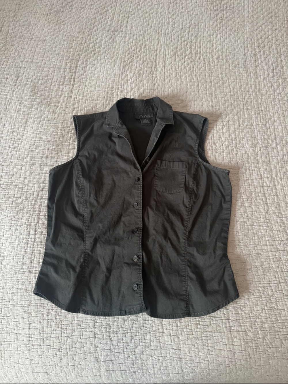 The Limited Collared Button Up Sleeveless Top